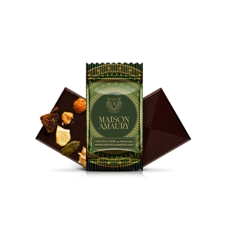 Napolitain chocolat noir aux Noix de Cajou, Amandes, Raisins secs et Graines de Courge