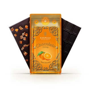 Dark chocolate bar with orange