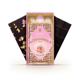 Dark chocolate bar with rose