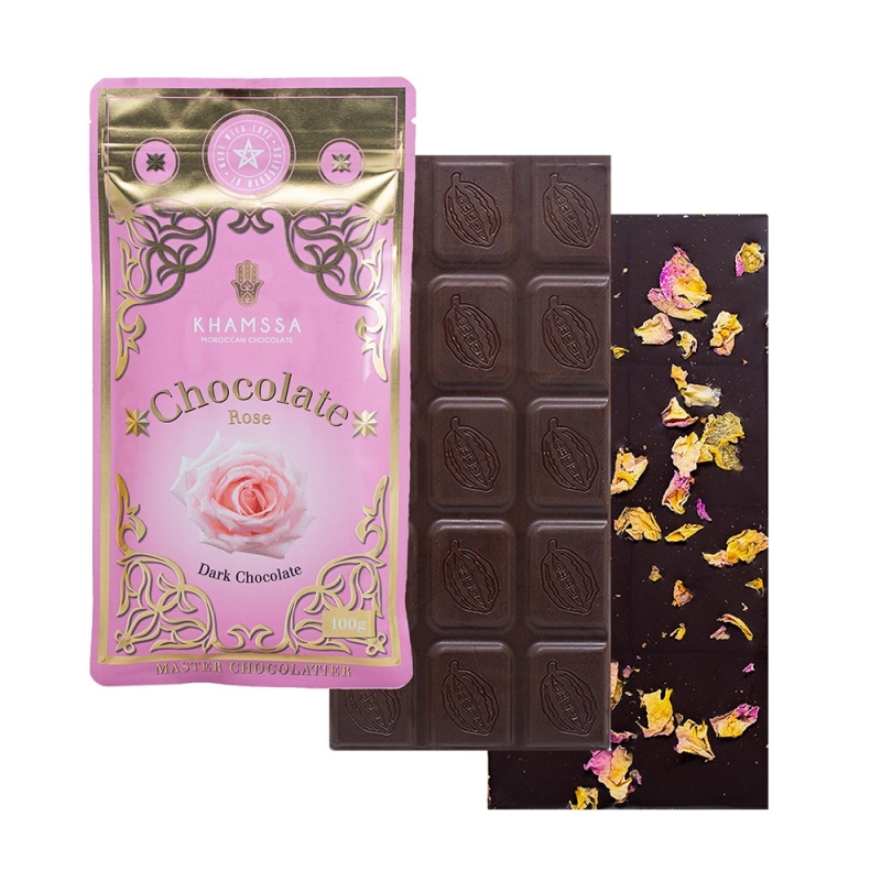 Tablette chocolat noir à la rose, Khamssa